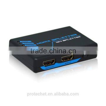 High quality black 4 port 1x4 HDMI Splitter support 3D 1080P