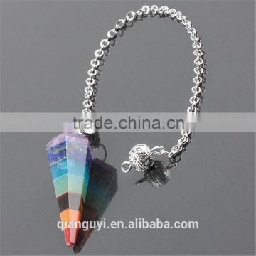 Gemstone Natural Crystal Quartz Point Pendulum Pendants Crystal Point Pendant With Silver Colored Chains photo-2