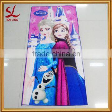 High Quality Customized Sport Towel 100% Cotton Reactive Printed Frozen Design Beach Towel