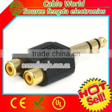 6.35mm stereo plug to 2 RCA female adapter