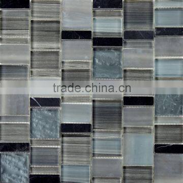 glass mix marble mosaic tiles, art design mosaic tile, modern house mosaics(PMH065)