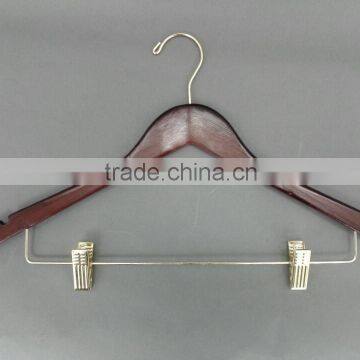 HEAD BAMBOO hanger with chrome plated clips,made in china