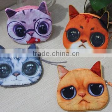 Cat Face Design Fashion 3D cat face pattern hand bag women Coin purse