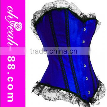 New fashion blue embroidered zipper corset plus sized corset