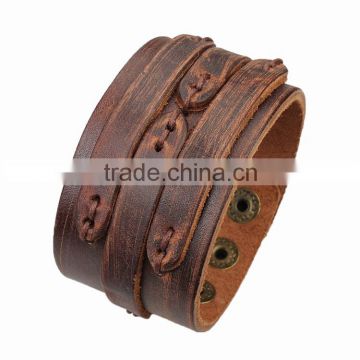 Bottom Adjustable Men's Cowhide Leather Bracelets