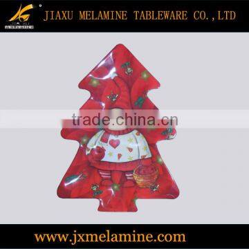 12.5" X'mas tree shape melamine ware plate