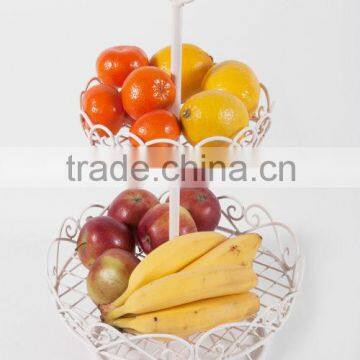 Dual-tiers large metal fruit holder