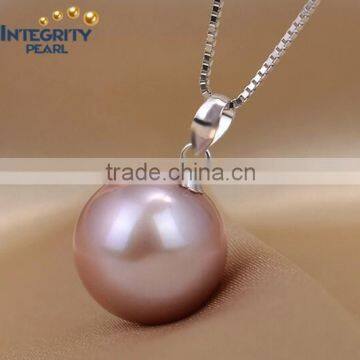 fashion freshwater 9.5-10mm AAA round sterling silver nice design pearl pendant