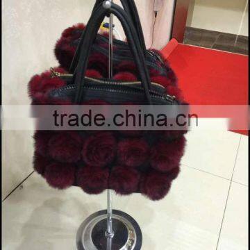 new style wholesale price rex rabbit flowers lady sex fashion handbag