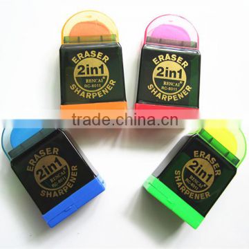 2 in 1 sharpener and eraser , novelty eraser promotion 2 in1 sharpener