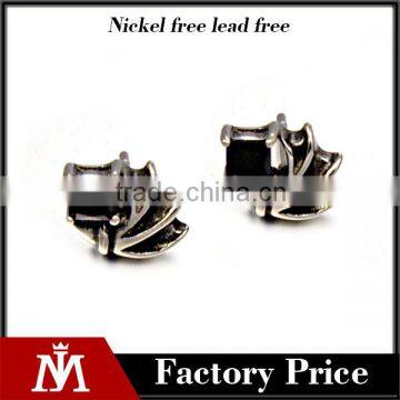 2016 Antique Silver Earrings Mens Stainless Steel Precious Stone Vinatge Stud Earring