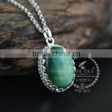 925 Sterling Silver Oval Tiger Eyes Gemstone Cabochon Fashion Women Necklace 6360483 photo-2