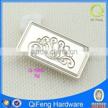 Q-1993 custom metal tags for handbags silver rectangle shape plate