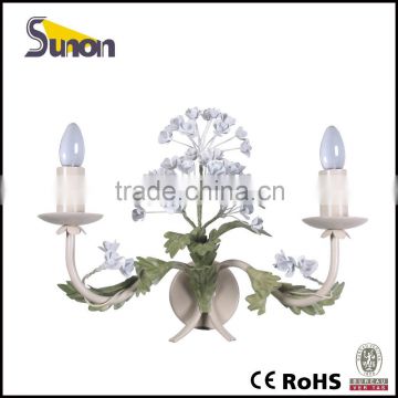 2 lights countryside style mini purple flowers wrought iron decorative wall light