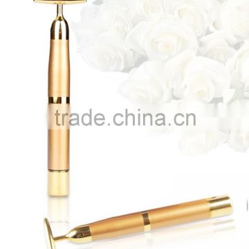 New Products 2016 24K gold massager roller wand T Shape Energy Face Slime Beauty Bar