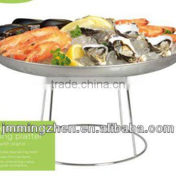 China manufacturer supply 38cm big size stainless steel seafood serving platter