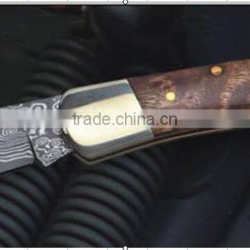 China Luxury Classic Wood Handle Damascus Folding Pocket Knives