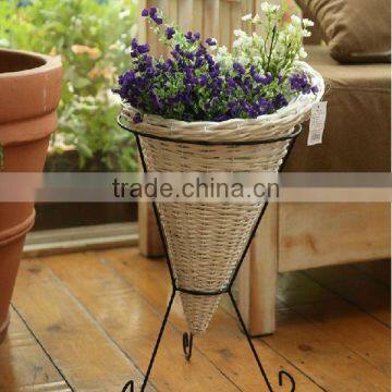 100%handmade craft exquisite wicker wrought iron flower basket