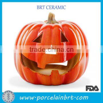 Large ceramic pumpkin lantern halloween gift