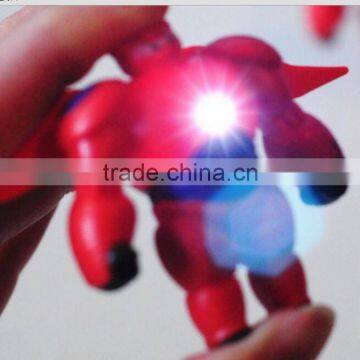 Promotional lovely baymax LED Keychain flashlight pvc plastic keychain oem custom pvc keychain