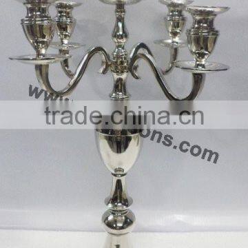 Multifunctional 5 Arm Candelabra for Wedding Centerpieces , Nickel Plated Candelabra ,SilverCandelabra photo-6
