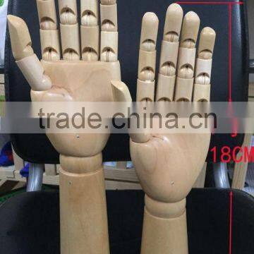 Promotional hot sale artist flexible display model wooden hand