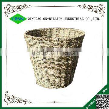 Hotel iron frame cheap seagrass waste baskets