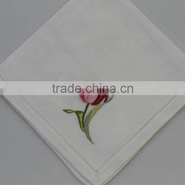 Luxurious 100% Cotton Embroidered Table Napkins With Hemstitch, Set of 6, Various Designs photo-2