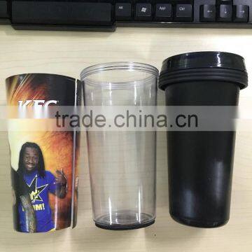 16 oz Double Wall Plastic Travel Mug With Cover Paper photo-4