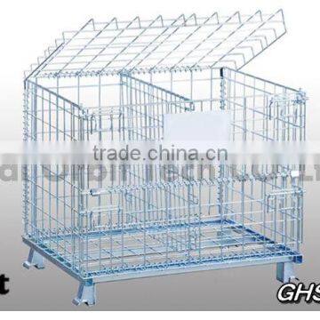 Service Supplies Folding Stackable Container Wire Mesh Basket Warehouse Cage photo-2