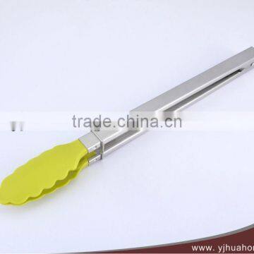 14" Nylon head stainless steel handle food tong/serving tong