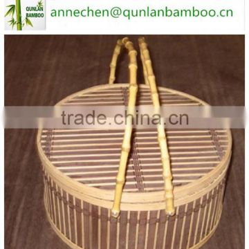 Easter Round Bamboo Basket Weaving with handle for food