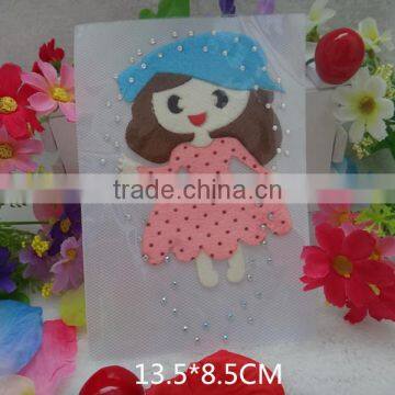 Customized t-shirt heat transfer sticker with rhinestone