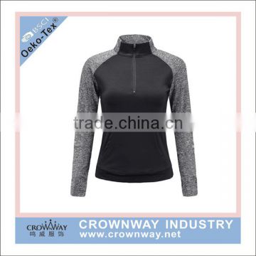 custom cationic sports wear women half zip pullover gym shirts