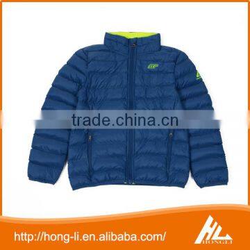 Fashion plain dyed dark blue down feather cotton-padded jacket