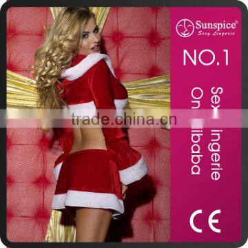 2015 Sunspice top quality New Style long sleeve crop top velvet Christmas costume