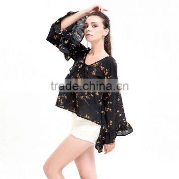 Lotus Leaf Sleeves Design Patterns Back Neck for Fat Ladies Big Sleeve Blouse photo-2