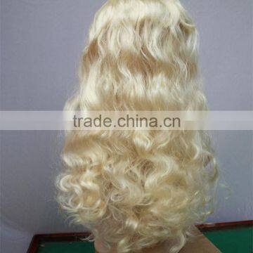 Wholesale Long Wave Heat Resistant Fiber Hair Side Part Blonde Synthetic Lace Front Halloween Wig photo-5