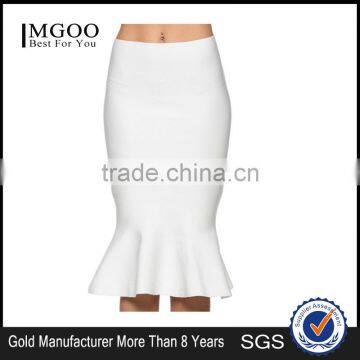 MGOO New Arrival Cotton White Mermaid Skirt For Women High Waist Stretch Black Dress For Women photo-2
