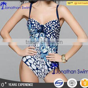 Western sexy backless print nylon spandex one piece swimwear.