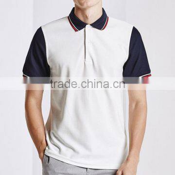 Custom fashion breathable printing contrast cotton different color collar polo shirts