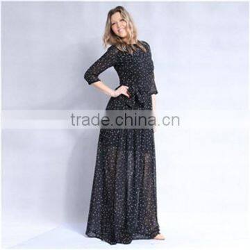 Factory Supply Polka Dot Design Plus Size Chiffon Maxi Dresses photo-3