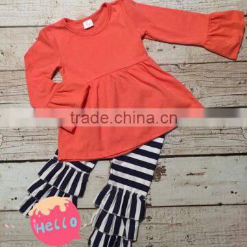 Wholesale Baby Clothes Kids Girls Clothing Plain White Top With Red Heart Triple Ruffle Pants Set Children Boutique Outfits photo-4