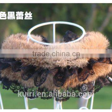 Lace Real Fur Collar Scarf Coat Warm Wrap Fake Neck Ring Winter Fox Rabbit Fur Cape Clothing Accessory Shawl Scarves photo-5