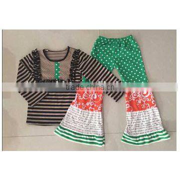 Wholesale Happy Fall Halloween Boutique Sets Baby Girls Outfit Wholesale Boutique Outfit Orange Dress Ruffle Pant Remake Outfits photo-3