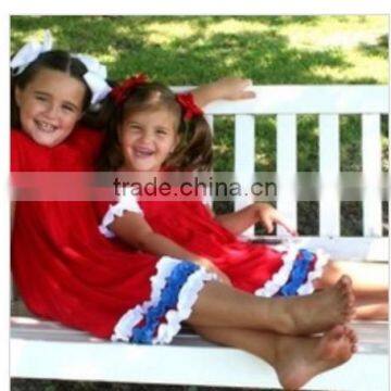 flag-4th of july Peasant Style Dress Toddler Dress independence girls 100% cotton summer ruffle pettidress cute casual dress