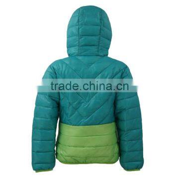 Green Wind Breaker Down Jacket With Hood for Kids photo-3