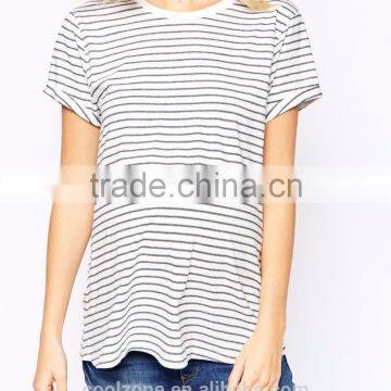 100% Cotton Striped Design Soft-touch Jersey Maternity Clothes t Shirt for Pregnancy