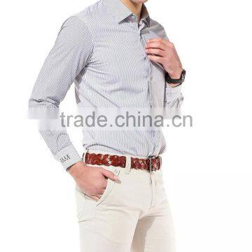 Cotton Vertical Stripes Fabric Men's Dress Shirts photo-4