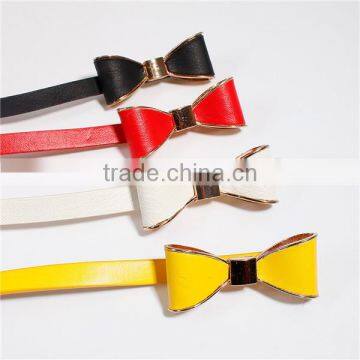 PU Leather Belt Waistband Bowknot Gold Plated Yellow Adjustable photo-3